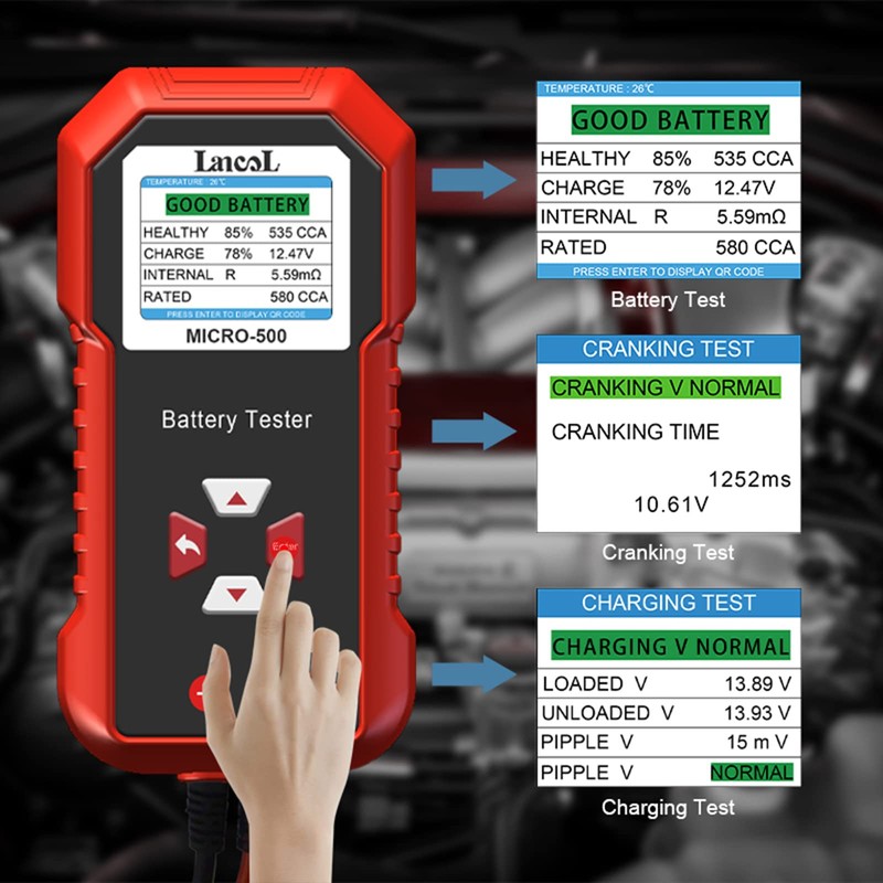 Lancol Micro 500 Car Battery Tester, 12V Lithium Battery Test