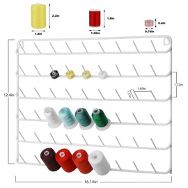 YBING Thread Holder Wall 54-spool Sewing Thread Rack Wall Mount Embroidery Thread Holder Organizer Spool Holder Wall Hanging Tools for Quilting White Metal