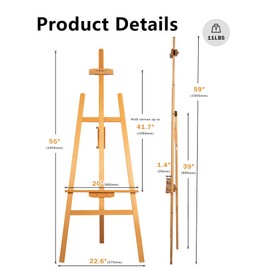 DJAR Wooden Art Easel for Painting for Adults, Hold Canvas up to 41.7"