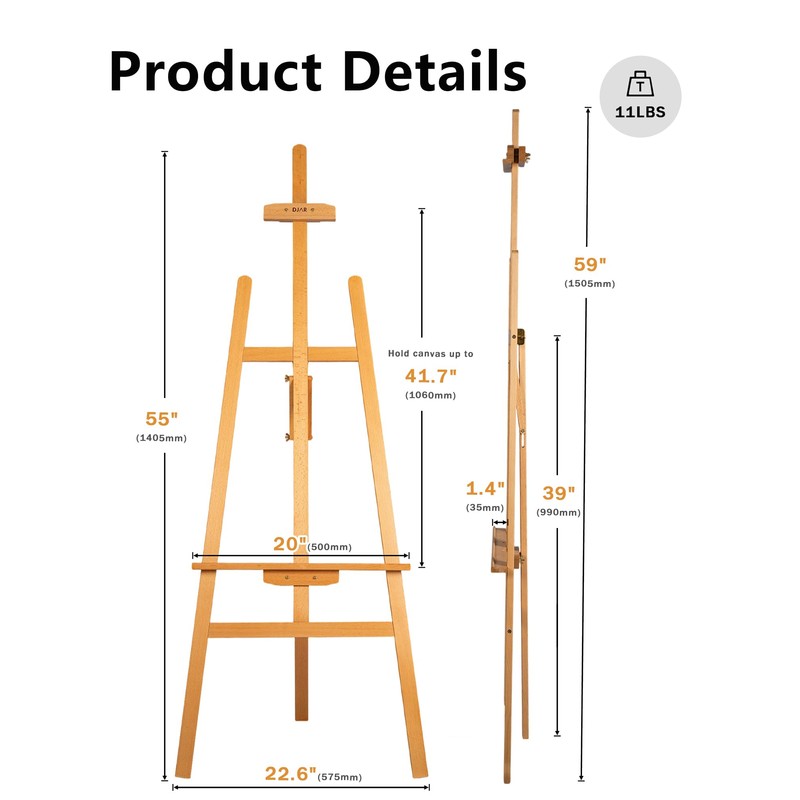 DJAR Wooden Art Easel for Painting for Adults, Hold Canvas