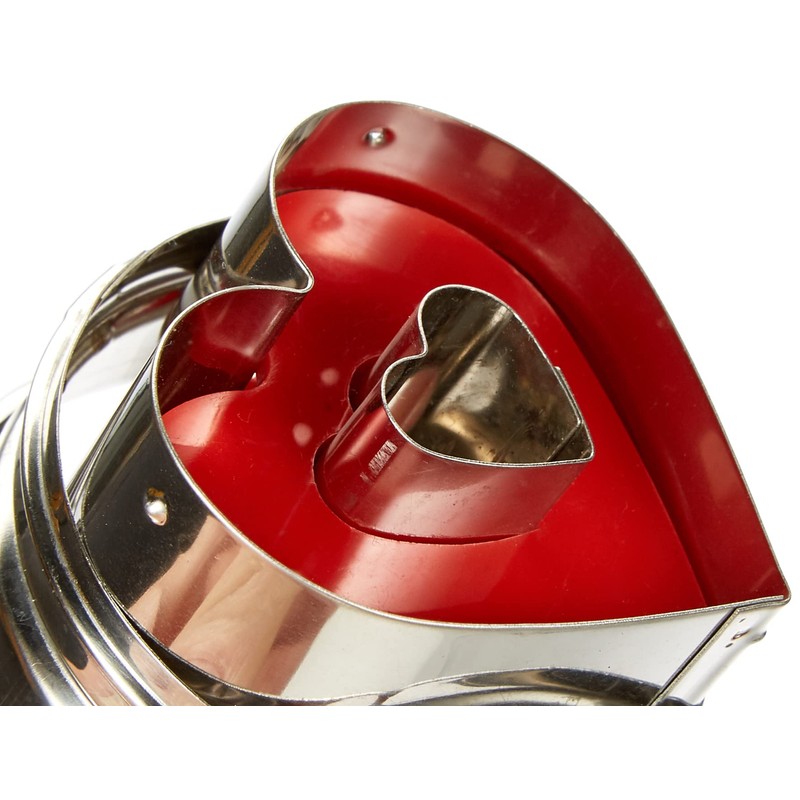 Städter Herz m. Auswerfer ø 4,8 cm, Edelstahl, Silber-rot, 4.8