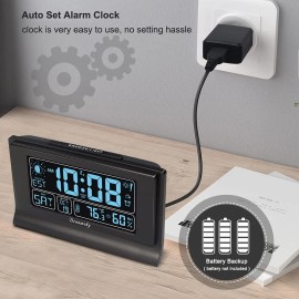 DreamSky Alarm Clocks for Bedrooms with Battery Backup, Auto Set Digital Cloc...