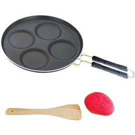 Satre Online and Marketing Non Stick Aluminium 4 Cavity Uttapa Pan With Handel, Egg Frying Pan, Uttapam, Mini Appam/Uttapam Maker - Black