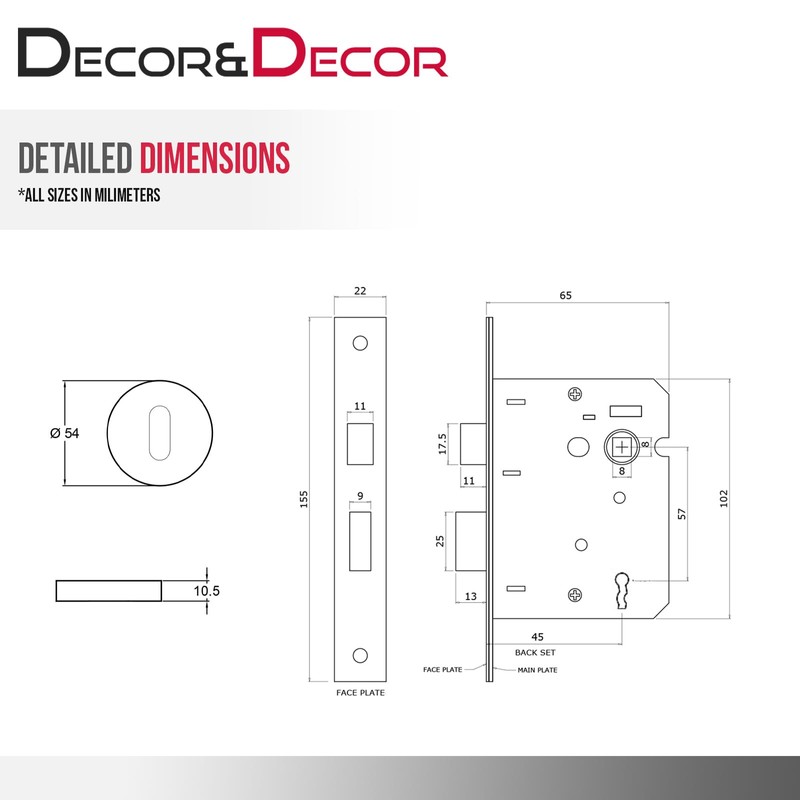 Decoranddecor Enigma Round Door Handles – Aluminium Matt Black Internal