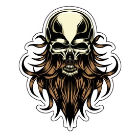 WickedGoodz Bearded Viking Skull Vinyl Decal - Norse Bumper Sticker - for Laptops Tumblers Windows Cars Trucks Walls - Full Color