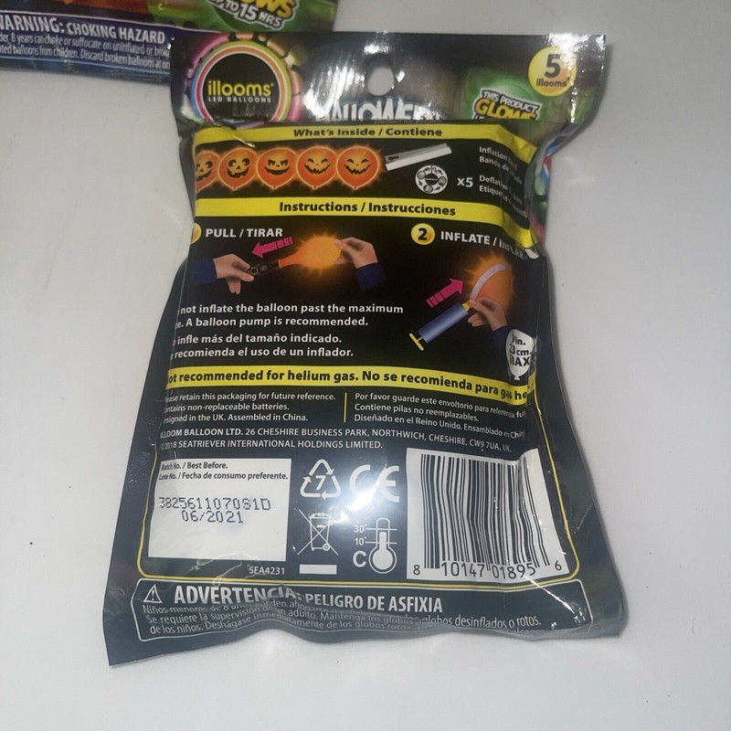 illooms Light Up LED Pumpkin Balloons 5-Pack - New