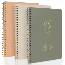ZICOTO Aesthetic Spiral Notebook Set of 3 For Women - Cute College Ruled 8x6 Journal/Notebook with Large Pockets And Lined Pages - Perfect Supplies to Stay Organized at Work or School