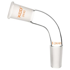 XCD Glass Distillation Adapter, 105 Degree Bent Distilling Adapter Borosilicate Glass Distillation Adapter with 24/40 Outer and Inner Joint