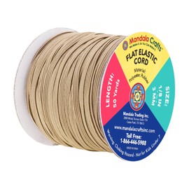 Mandala Crafts - Rollo de bandas elásticas de 3 mm, 50 yardas, color caqui para costura, cordón elástico plano de 1/8 – Correas elásticas trenzadas de 1 8 pulgadas para manualidades