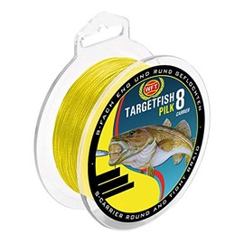 WFT TF8 Pilk Yellow Braided Fishing Line for Sea Fishing, Fishing Line for Pirk Fishing, Cod Line, Sea Line, Diameter/Load Capacity: 0.15 mm/12 kg Load Capacity