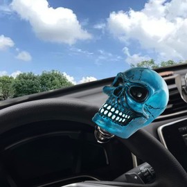 Temzzer Steering Wheel Spinner Skull Funny Power Handle Suicide Knob for Most Manual Automatic Transmission Vehicles (Metallic Blue)