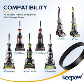 KEEPOW Vacuum Belts Compatible with Bissell TurboClean/PowerForce PowerBrush Pet Carpet Cleaner 2987, 1986, 2910, 2190W, 2806, 28062, 28068, 29878, 29879, Parts# 1606428, 3 Pack