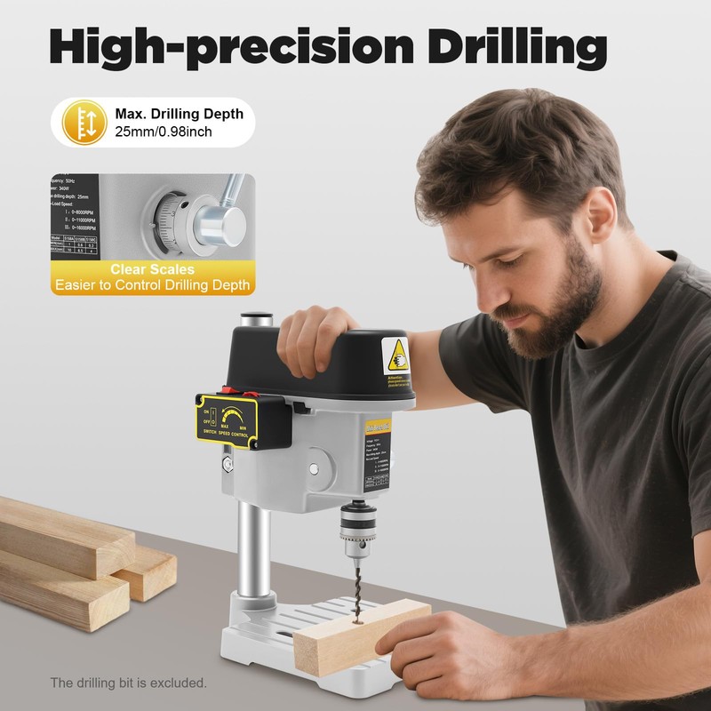 FiueStur 340W Mini Bench Drill Press, Portable Table Drill Machine