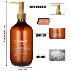 3Pcs Shampoo and Conditioner Dispenser, Shampoo Bottles, Refillable Shampoo and Conditioner Bottles for Bathroom or Kitchen Use - Lotions, Shampoo, Conditioner, Shower Gel (Brown)