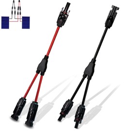 ANBOO 1 Pair Solar Cable MC4 Connector (1 to 2 Arms) Y Cable Connector Solar Panels Solar Cable Red and Black