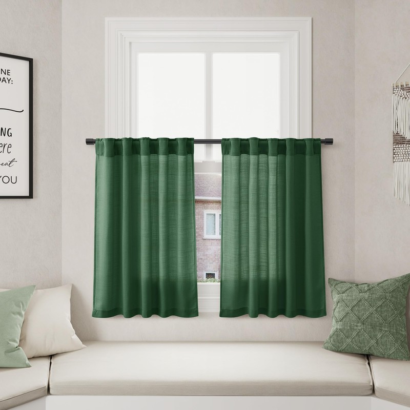 Linen Cafe Boho Kitchen Short Curtains 24 Inch Length 2