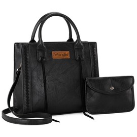 Wrangler Tote Bag for Women Western Purse Top Handle Satchel Purse and Wallet Set 2Pcs Gift Black WG2-242BK