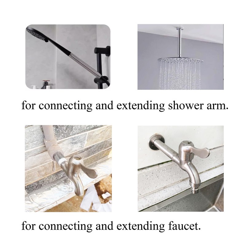 OFOWIN 2PCS Shower Head Extension Arm Stainless Steel, 1/2 PT