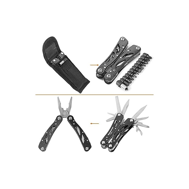 Grizef Multitool Pliers, Durable Stainless Steel 24-in-1 Multi-Purpose Pocket Folding