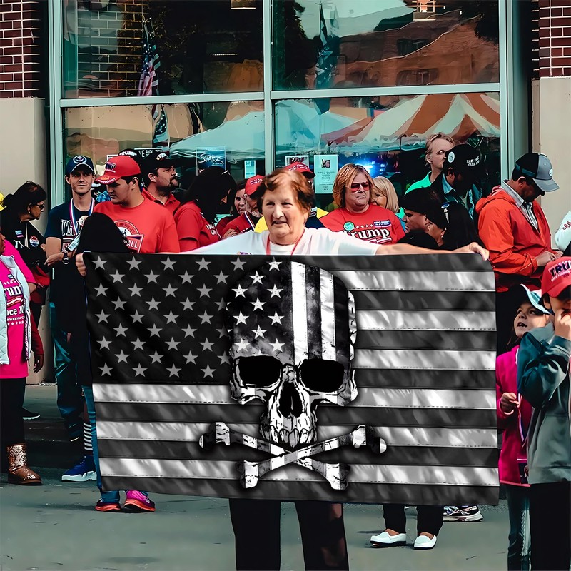 Pirate Skull Flag 3x5 Ft Funny Black & White American