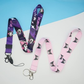 Kitty Kumi Cute Badge Card Holder with Lanyard, ID Credit Card Holder Purse Pouch with Lanyard Card Case Neck Pouch Wallet, Durable Card Holder with Snaps for Students Teens