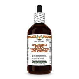 California Poppy, Passionflower and Vervain Glycerite, Made in Hawaii, All Natural, Vegan, Lab Tested Alcohol-Free Liquid Extract - 4 fl.oz