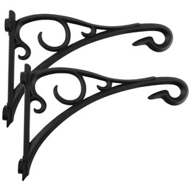 KABB Plant Hanging Bracket, Hand Forged Heavy Duty Black Iron Art Plant Hanging Hooks, Durable Rust-Resistant Wall Brackets for Planter Bird Feeder Lanterns Wind Chimes with Screws (2 Pack)