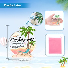 DPKOW Retirement Gifts for Women Acrylic Plaque Coconut Tree-Shaped Gift Acrylic Plaque Sign Keepsake Ornaments Happy Retirement Gifts Presents for Teacher Friend Colleague Leaving Gift Retiral Woman