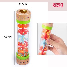 BIUWING BIUWING Rainmaker Rain Sticks, Mini Wooden Musical Shake, Beaded Raindrops - Turn Over and Watch The Colorful Beads Flow Down The Tube as It Creates The Soothing Sound of Rain