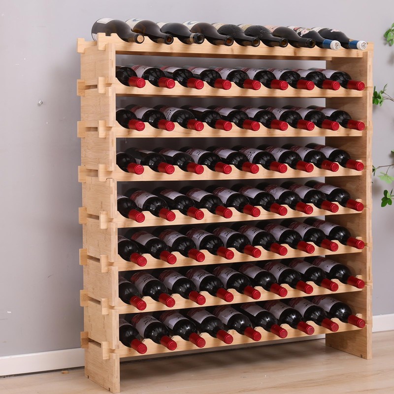 FDHUIJIA 72 Bottle Stackable Storage Modular Wine Rack Cabinet Bamboo