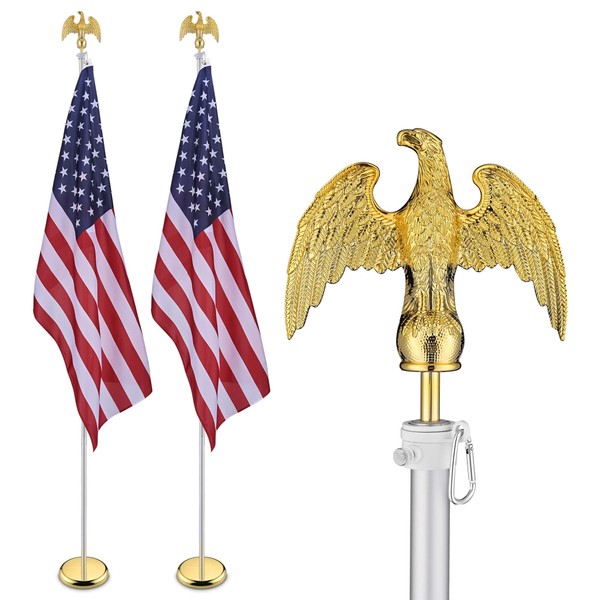 Yescom 2 Pack 8FT Sectional Indoor Flag Pole Kit Slivered