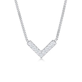 Elli Women's V Shape Sparkling Elegant Necklace with Zirconia Crystals in 925 Sterling Silver, Crystal, Cubic Zirconia
