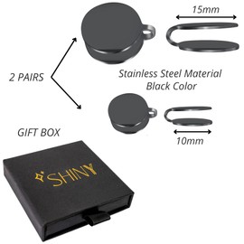 15mm & 10mm Keloid Pressure Earring Set for Women and Men | Clip on Compression Earrings for Swelling (Black)