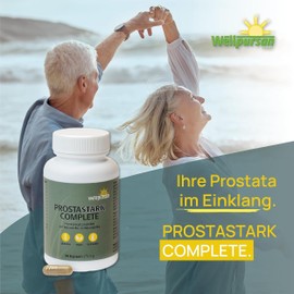 Wellpursan Prostastark Complete – 3 x 90 Stück Prostata Kapseln mit Kürbiskernpulver, Sägepalmenextrakt und Granatapfelschale, Lycopin, Selen und Zink – 100% vegan und frei von Zusätzen