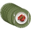 6 Pack Sage Green Round Burlap Placemats 15 Inch Boho