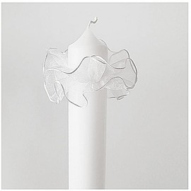 Tropfschutz Kommunionkerze, Tropfschutz Taufkerze, Tropfenf√§nger - Aus Organza, Wei√ü, f√ºr Kerzen mit einem √ò von 4-5 cm