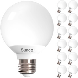 Sunco 12 Pack Vanity Globe Light Bulbs G25 LED for Bathroom Mirror 40W Equivalent 6W, 6000K Daylight Deluxe, Dimmable, 450 LM, E26 Base, Round Frosted Decorative Bulb, UL