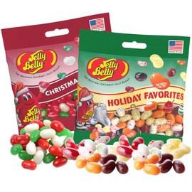 Christmas Jelly Beans, Holiday Favorites and Jewel Mix Assorted Flavor Candy, Egg Nog, Chocolate Pudding, Cream Soda, and Very Cherry, Shareable Bagged Candies, Pack of 2