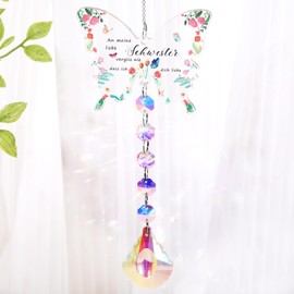 Crystal Suncatcher, Window Decoration Hanging with Butterflies Decoration, Can Be Used as Gifts for Sister and Sister Birthday, Suncatcher Spring Decoration for Hanging (Sister)