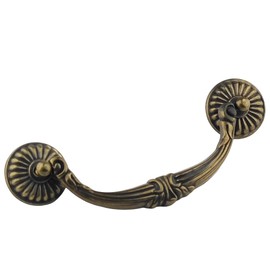 MuDuJia 4-Pack 4.5" C-C Vintage Look Antique Bronze Bail Drawer Pull Drop Swing Handles Dresser Pulls Cabinet Knob Vintage Style 114 mm 4 1/2" Centers (4, Antique Bronze)