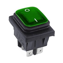 Polar Switch Green Fridge Freezer Ice Machine Main Switch Refrigeration Water Proof IP65 Rated Main Rocker On-Off Switch 16A illuminated 4 Pin