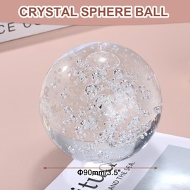 uxcell 90mm/3.5" Crystal Sphere Ball Bubble Glass Solid Decorative Sphere Crystal Ball Prop Ornament for Feng Shui Divination Fortune Telling Tabletop Fountain Decoration, Clear