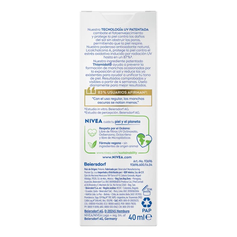 Protector Solar Facial NIVEA SUN Control De Manchas Luminous 630°