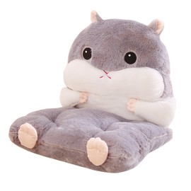 Hamster Seat Cushion Detachable Soft Plush Cute Chair Pillow Cushion for Bedroom Living Room Cafe Dorm Decor Grey