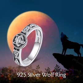 VONALA 925 Sterling Silver Wolf Ring for Women Men Viking Jewelry Gothic Ring Birthday Gifts 7#