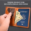 Only Brand Full Grain Leather Bifold Passport Holder, RFID Protected,
