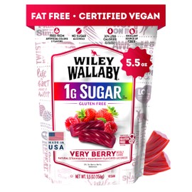 Wiley Wallaby 5.5 Ounce Very Berry Low Sugar Gluten Free Gourmet Australian Style Soft & Chewy Licorice Candy Twists (5.5 Ounce (Pack of 1))
