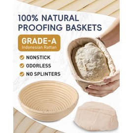 30-Pcs Sourdough Bread Baking Supplies - Sourdough Starter Kit | Including 9 inch Round and 10 inch Oval Banneton Proofing Basket，Precision Measuring Spoons，Electronic scales