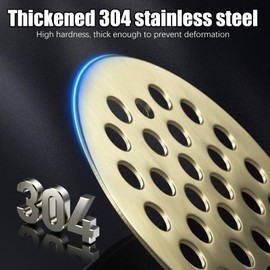 4-1/4“ Shower Strainer Drain Trim Set, Screw-in Shower Strainer Drain Cover, Shower Floor Replacement Cover Bathroom Drain Strainers (Brushed Gold)