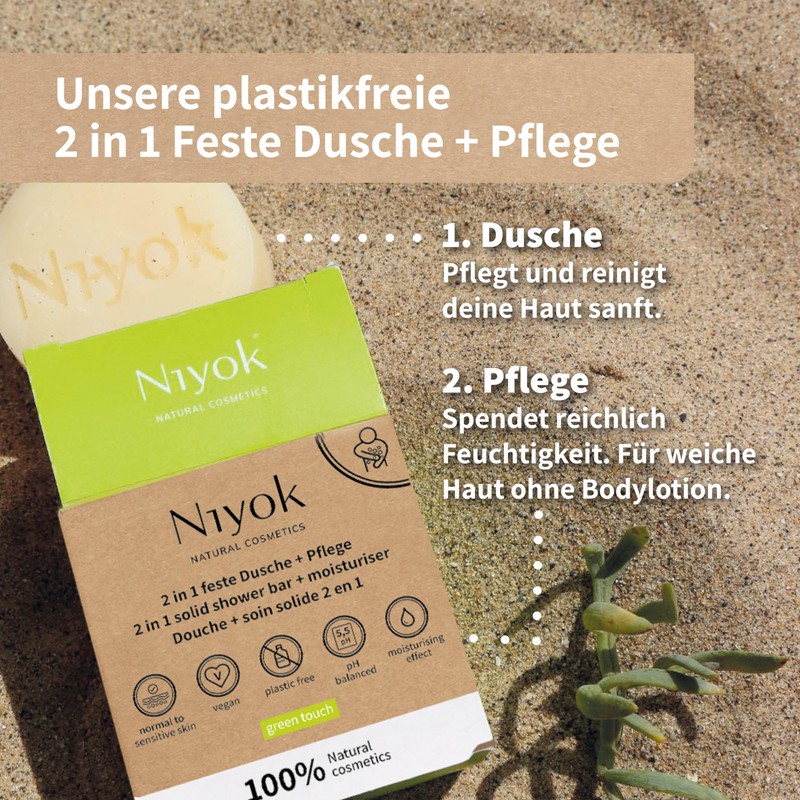 Niyok 2-in-1 Fixed Shower + Care Green Touch 80 g